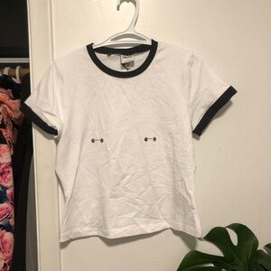 Gymshark Black and White Barbel Nip T-Shirt